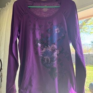 Purple Floral Long Sleeve Top